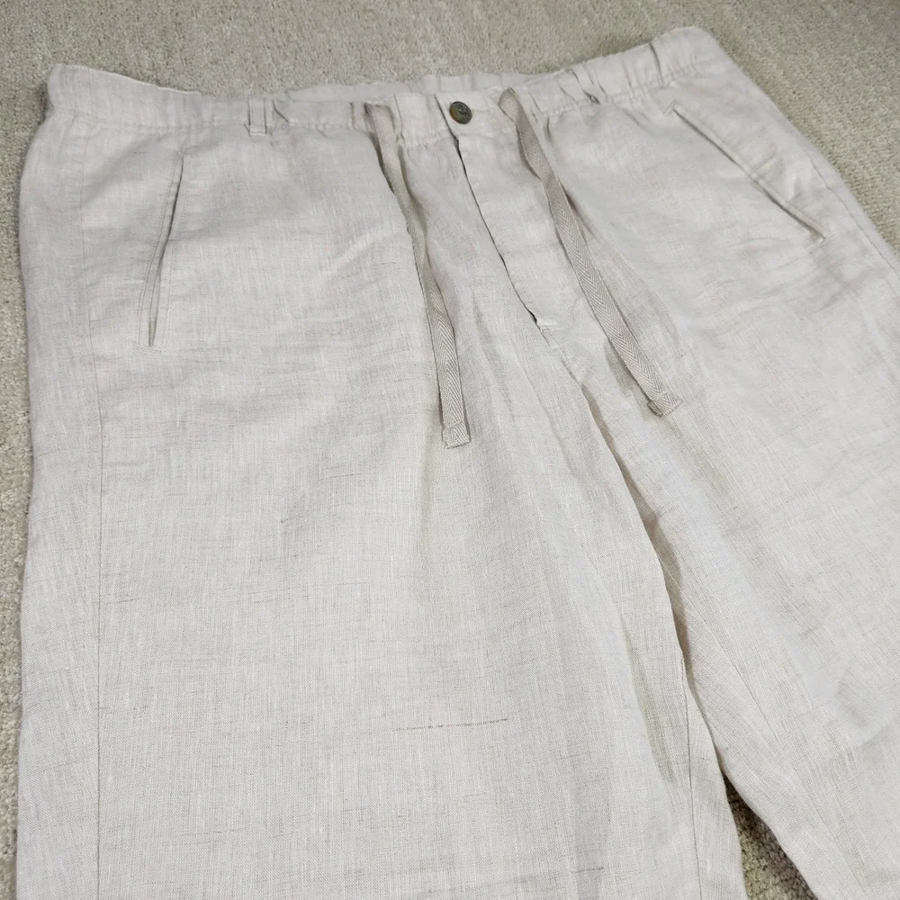 Tasso Elba Linen Pants Men XXL Relaxed Fit Drawstring Elastic Waist Straight Leg